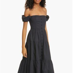 Staud Elio Off the Shoulder Dress (Black, 10)